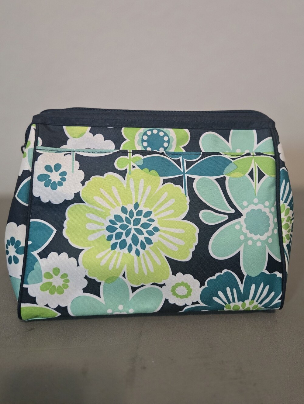 thirty-one Floral Cosmetic Bag in Navy, Teal, Lime, White